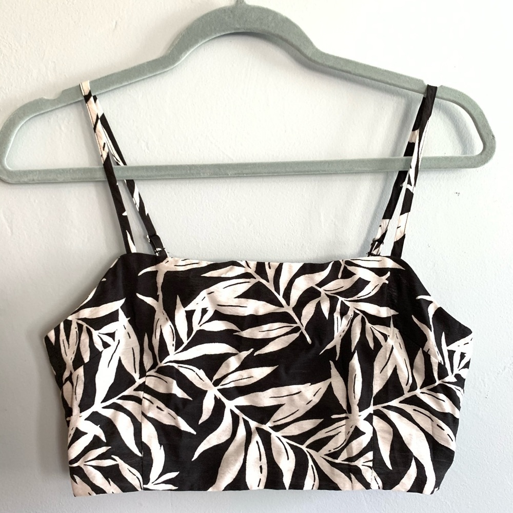 Canvas crop tank - palm leaf pattern